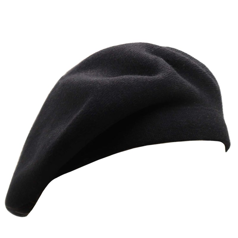 Wheebo French Beret Hat, Reversible Solid Color Beret Cap for Womens Girls Lady Adults (Black) - Image 1